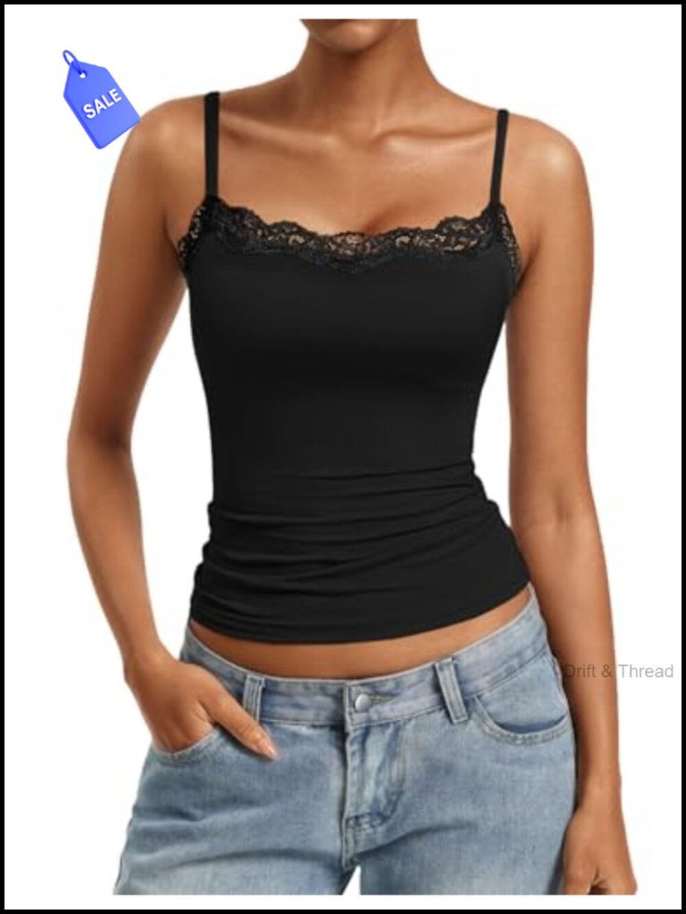 Women's Lace Trim Square Neck Camisole Tank Top Adjustable Straps Going Out